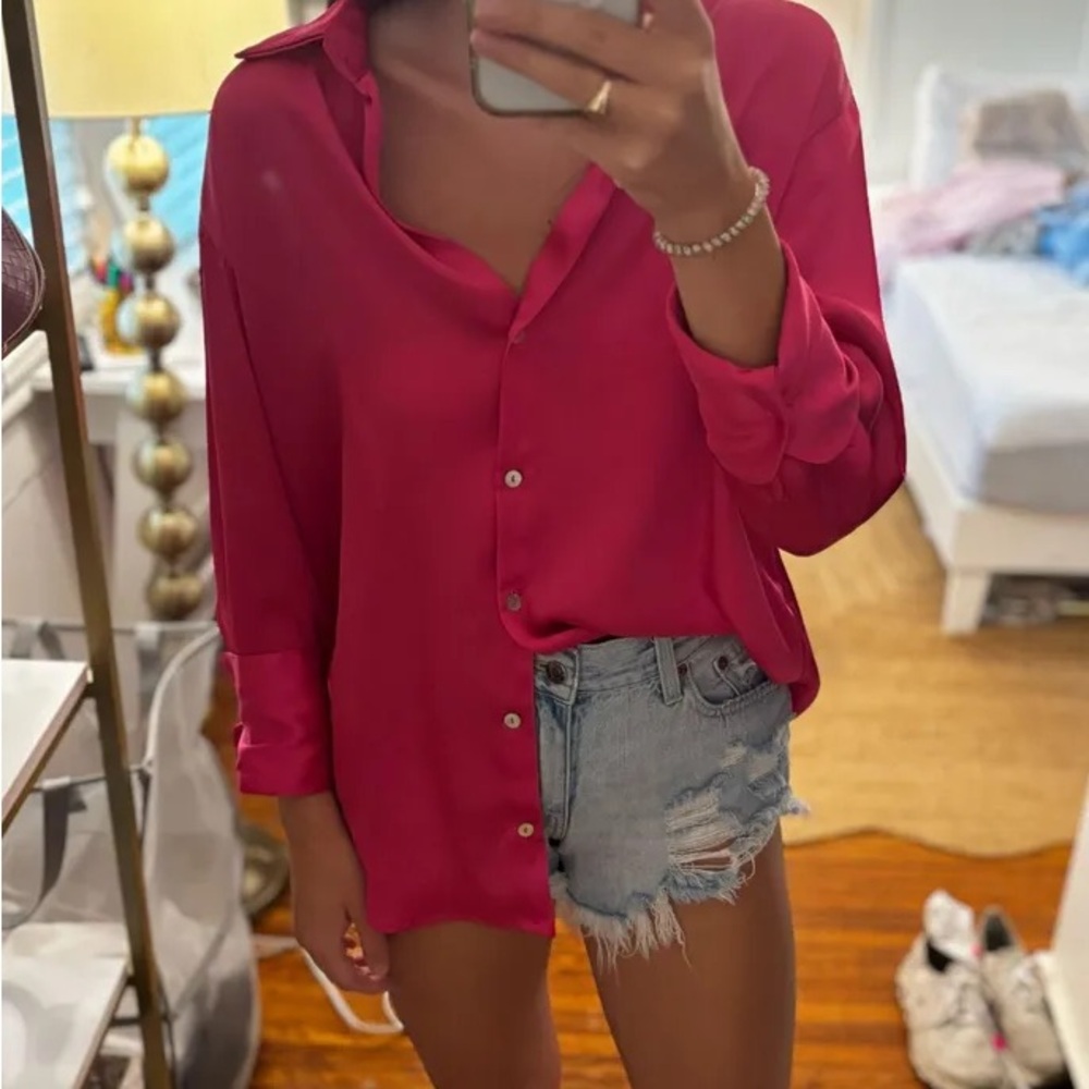 Women's Pink Button-Up Shirt